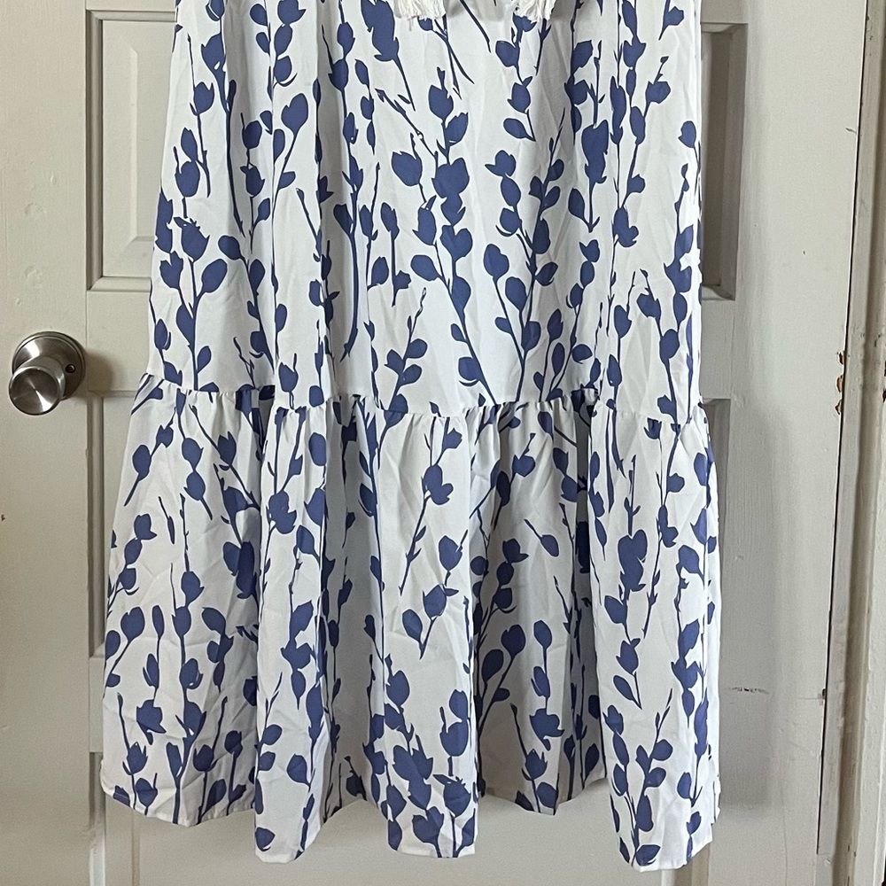 Blue and White Floral Kids Dress